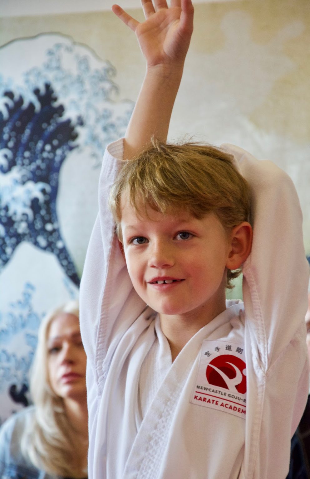 Young children in a karate class at Newcastle Goju-Ryu Karate Academy
