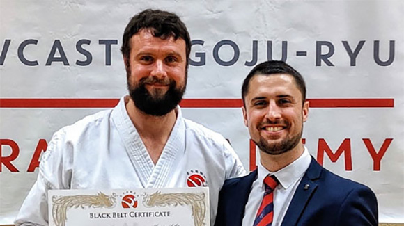 Sensei Aaron Milan-Vega with lead safeguarding officer Clive Ellis